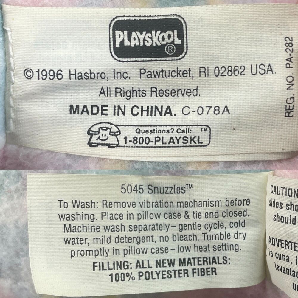 Vintage 1996 Hasbro Playskool Snuzzles Bear Plaid Pastel Vibrating Baby Plush - Picture 12 of 12